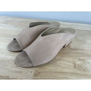 Eileen Fisher Women's Katniss Mule Heel Sandals Blush Tumbled Nubuck Sz 10